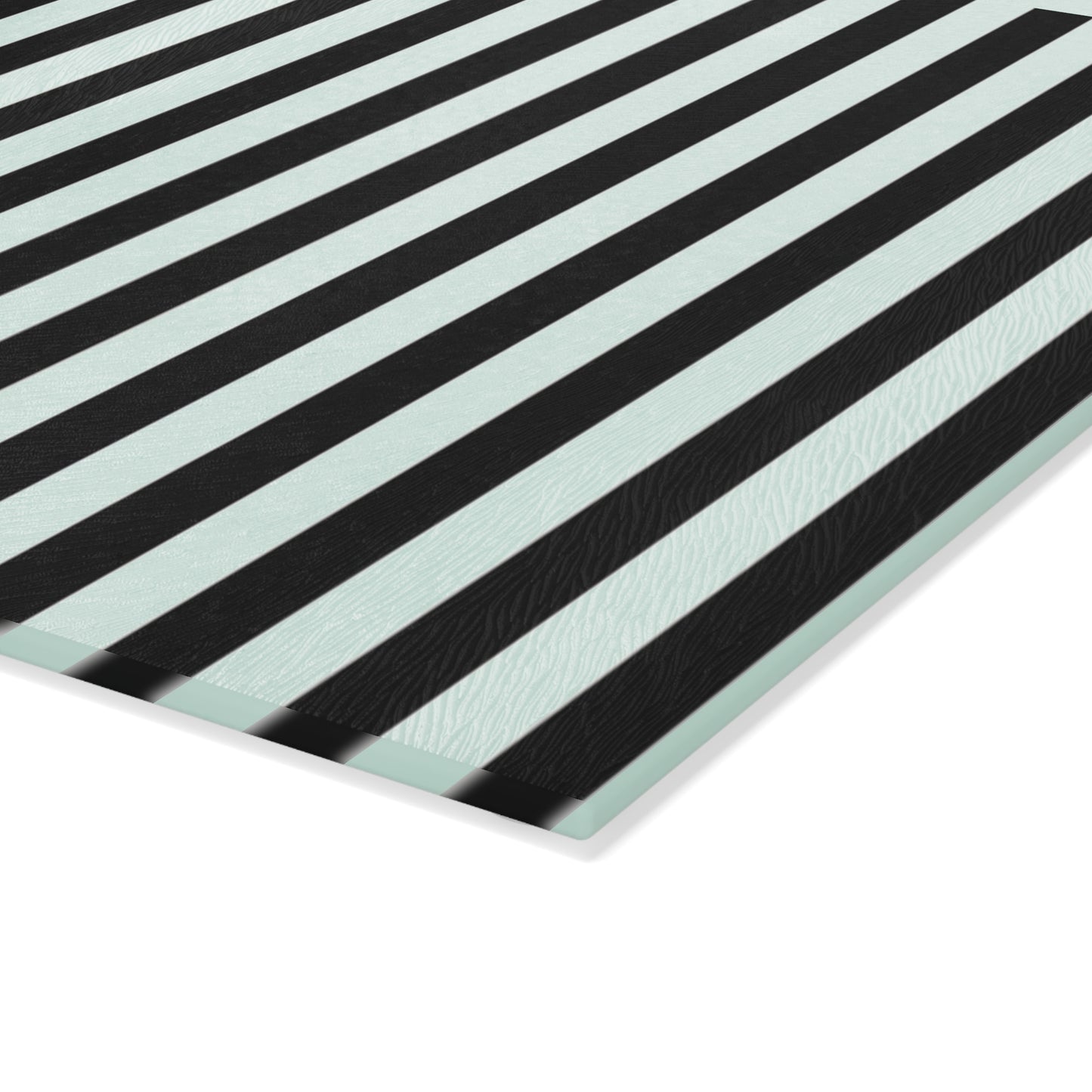 Striped Glass Cutting Board – Black & Mint Vertical Stripe Kitchen Board