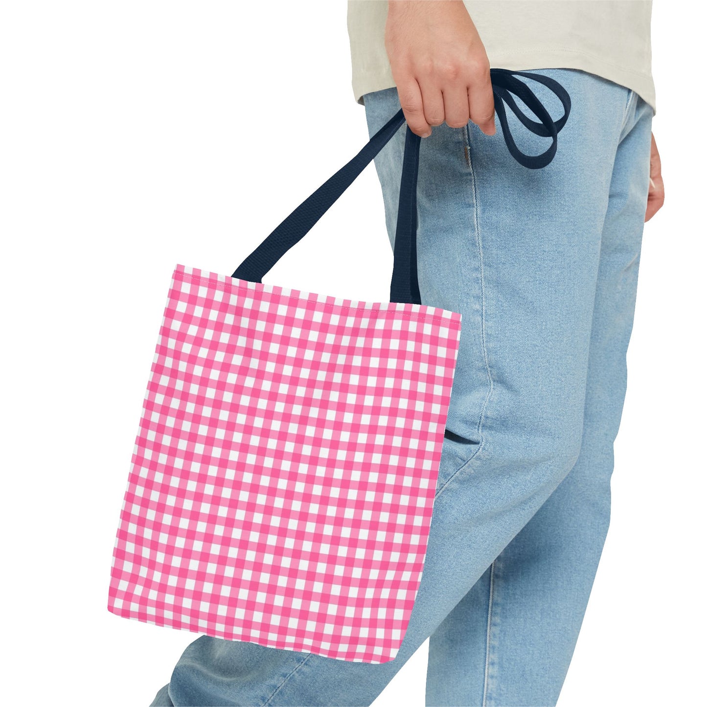 Cute Pink Gingham Tote Bag - Reusable Shopping Bag, Beach Tote