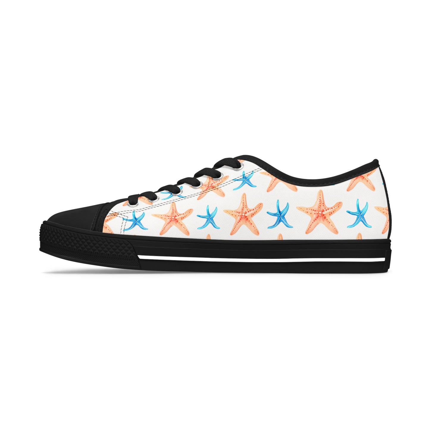Starfish Print Sneakers — Beachy Low-Top Canvas Shoes