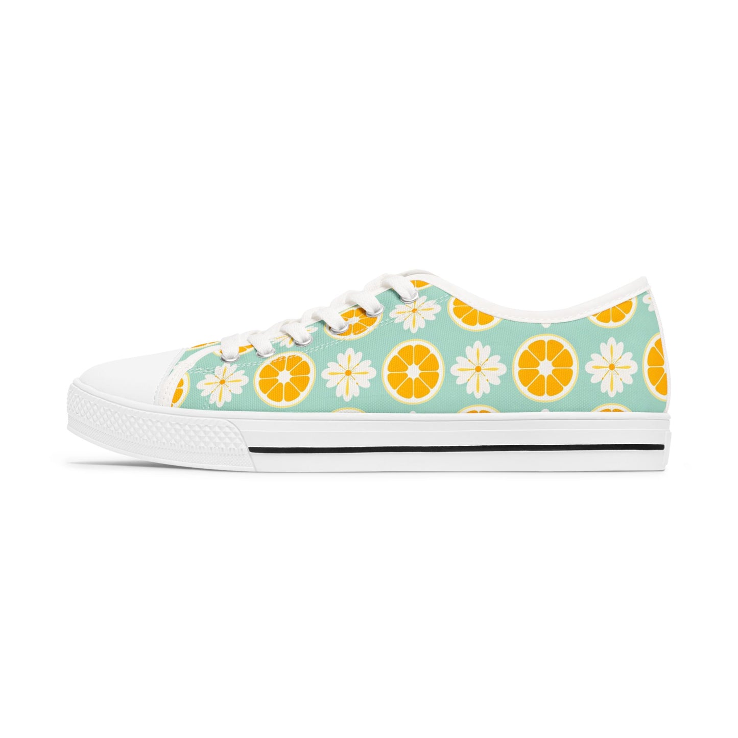 Low Top Sneakers — Retro Citrus & Daisies Pattern