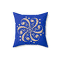 Blue Floral Swirl Decorative Pillow, Home Decor, Bohemian Accent, Sofa Cushion, Gift for Her, Living Room