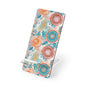 Floral Boho Phone Stand — Compact Mobile Display Stand with Teal & Coral Mandala Design