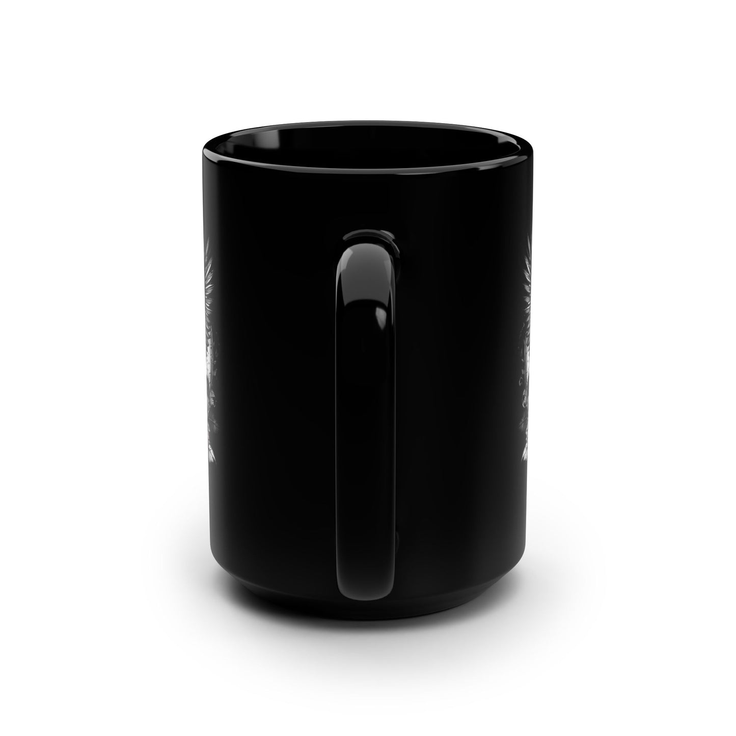 Black Skull & Roses Mug — 15oz Gothic Coffee Cup with Wings and Moon Design