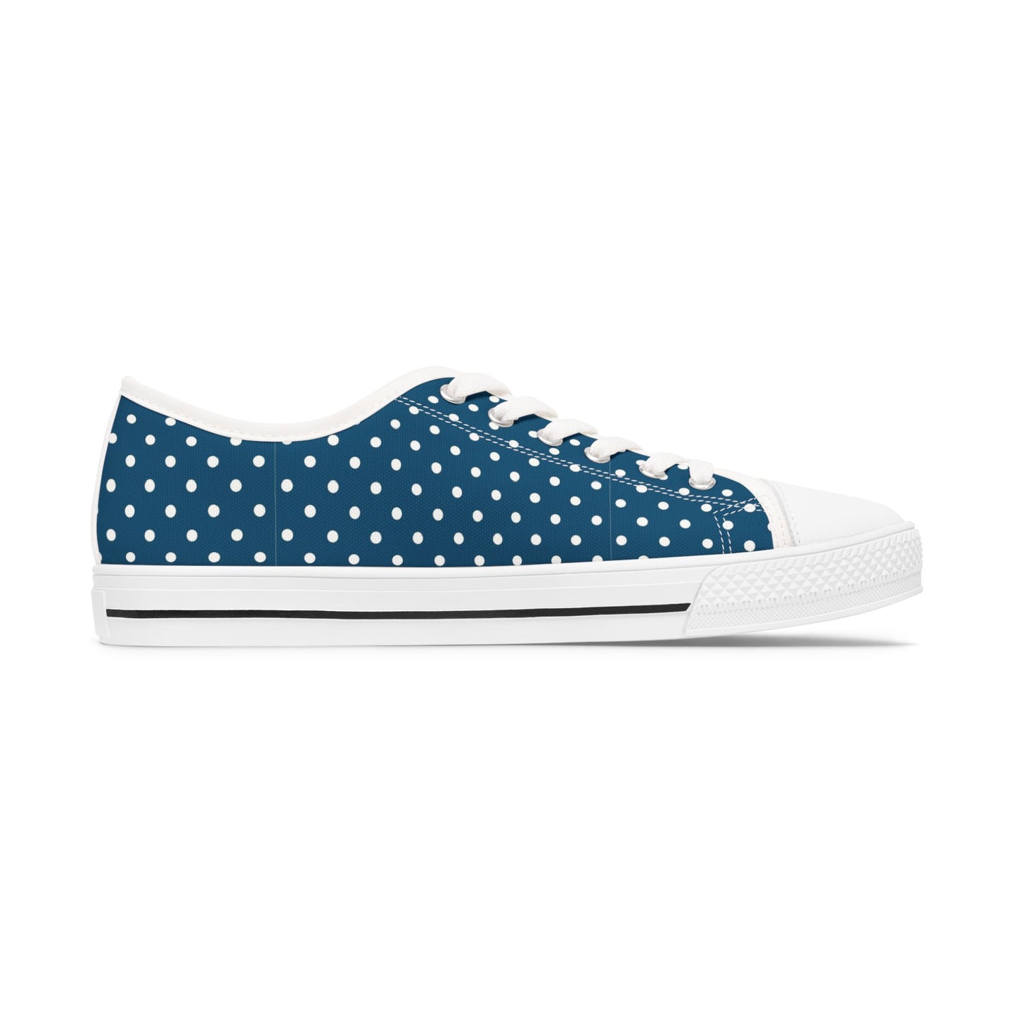 Polka Dot Low Top Sneakers — Navy White Retro Casual Shoes