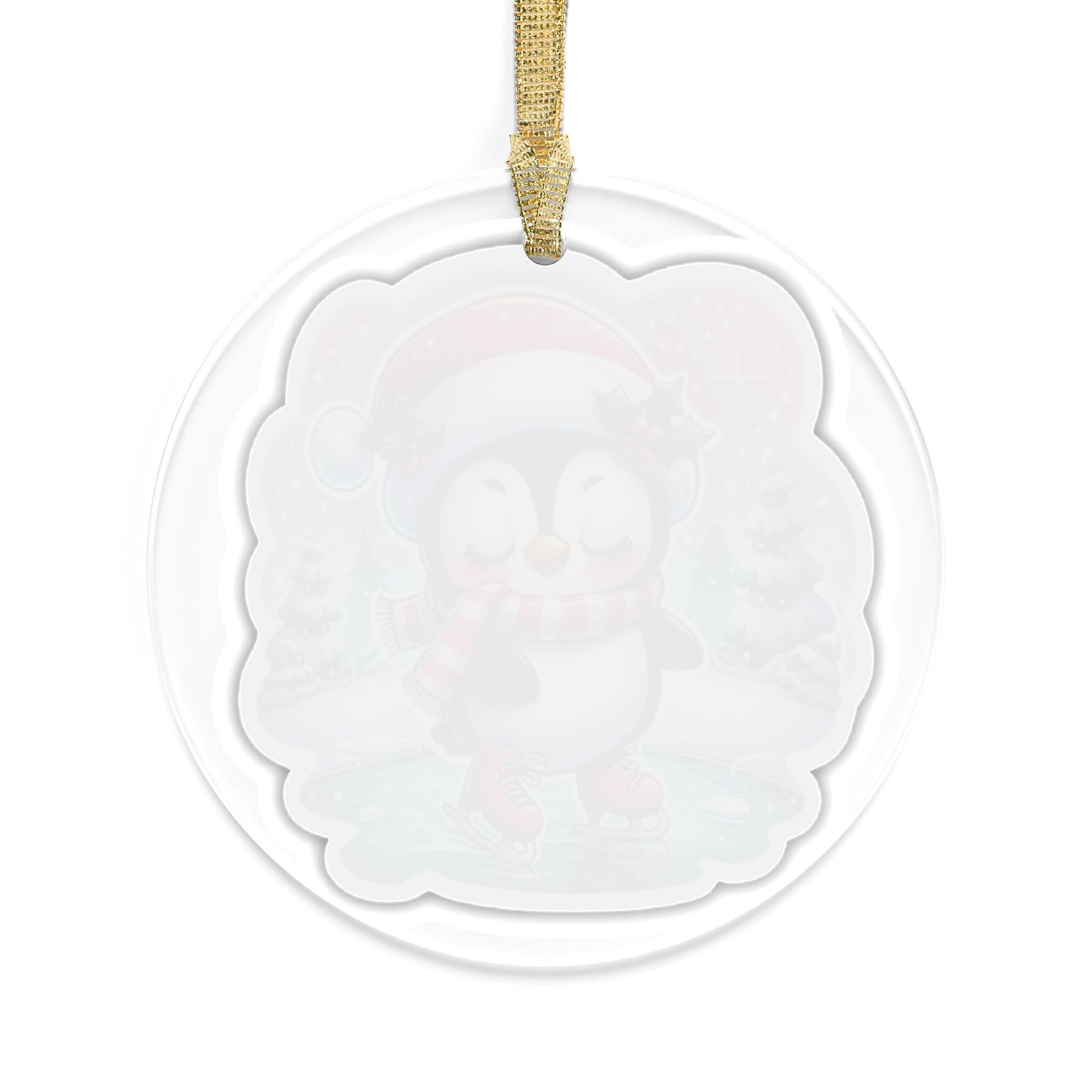 Penguin Ice Skating Acrylic Ornament — Cute Holiday Christmas Tree Decoration