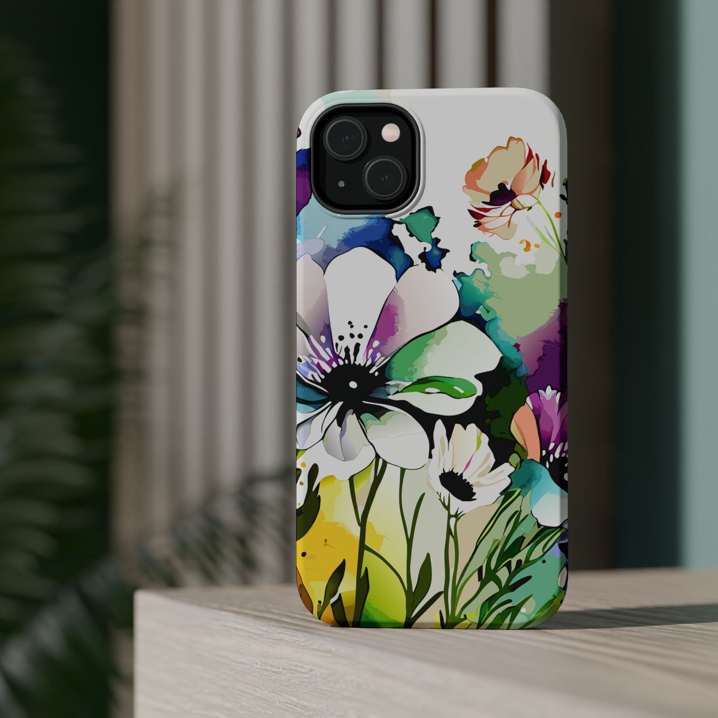 Floral Watercolor Magnetic Phone Case — Impact‑Resistant Protective Cover