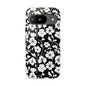 Floral Noir Tough Phone Case — Black & White Flower Protective Cover