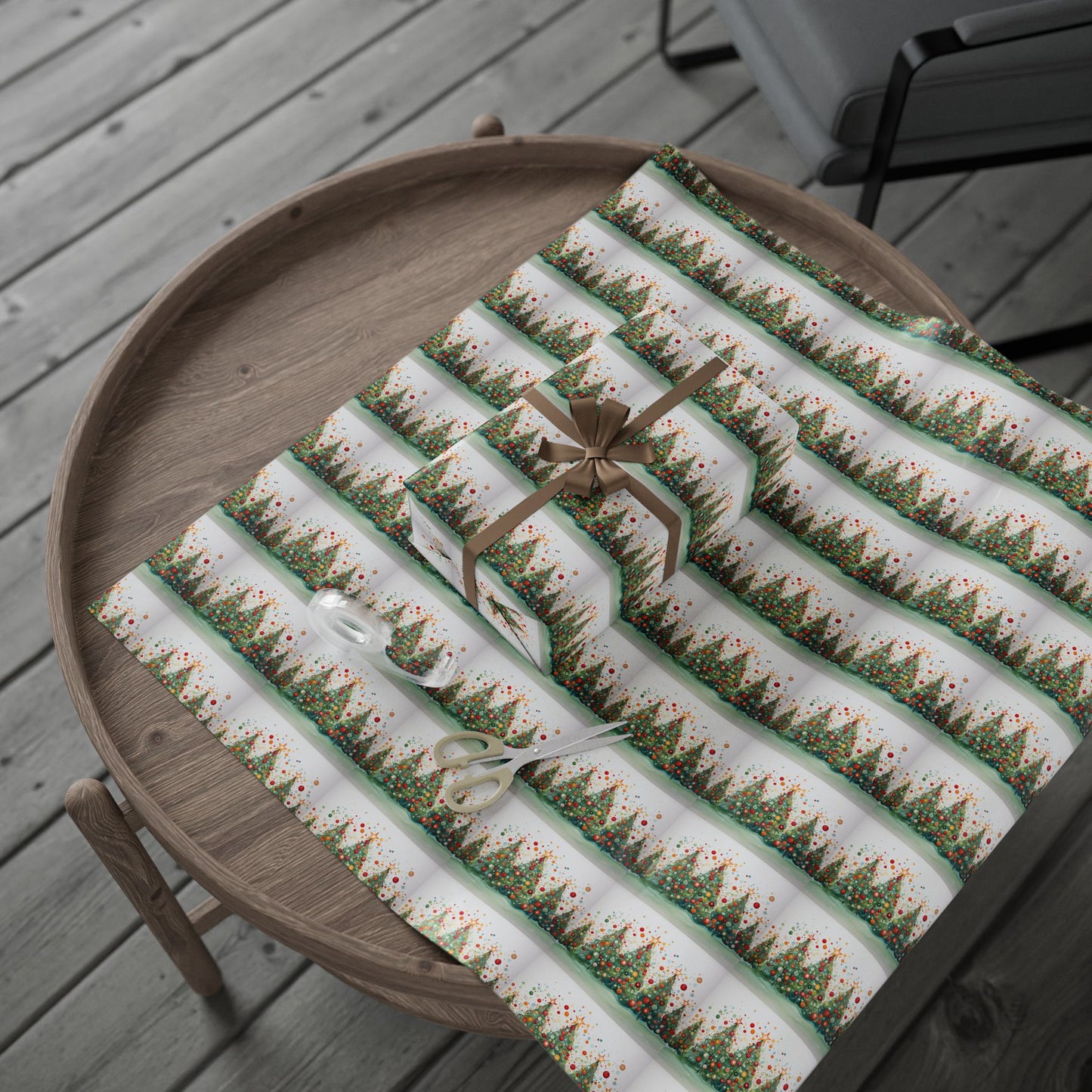 Christmas Tree Confetti Wrapping Paper Roll — Festive Holiday Gift Wrap