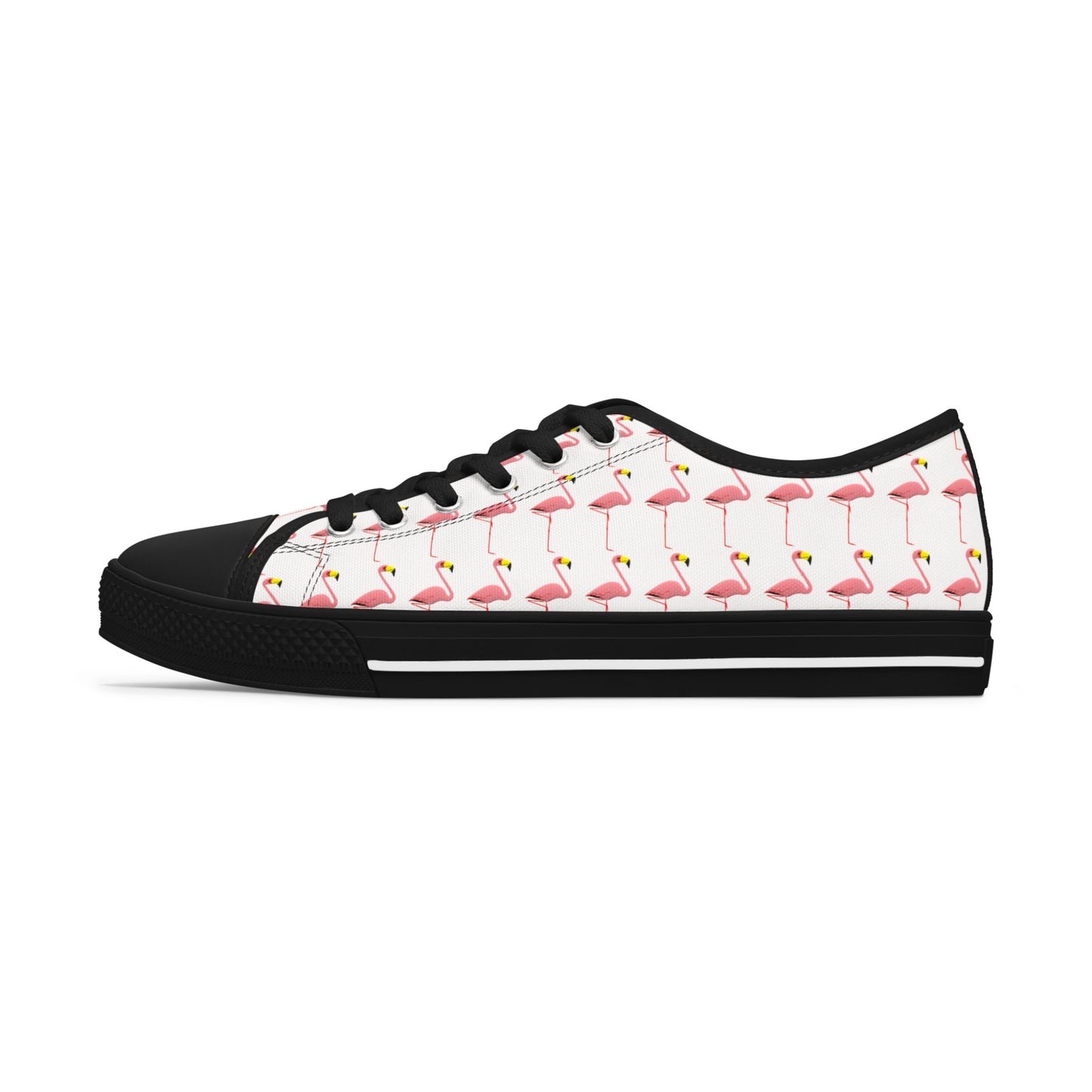 Low Top Sneakers — Pink Flamingo Pattern Casual Canvas Shoes