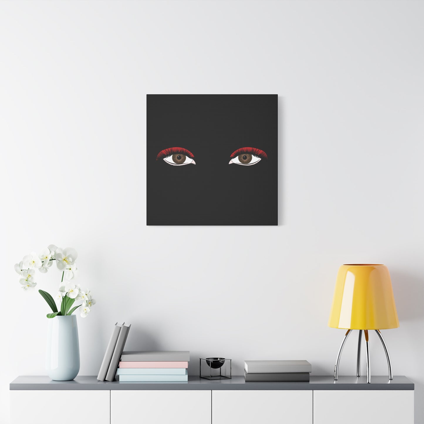 Red Lashes Wall Art Canvas — Glam Eyes Makeup Decor