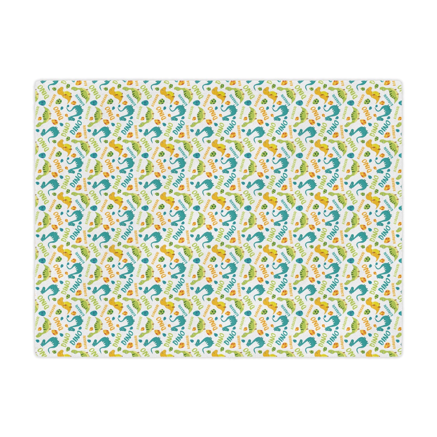 Baby Footprint Minky Blanket — Soft Dinosaur Pattern Nursery Throw
