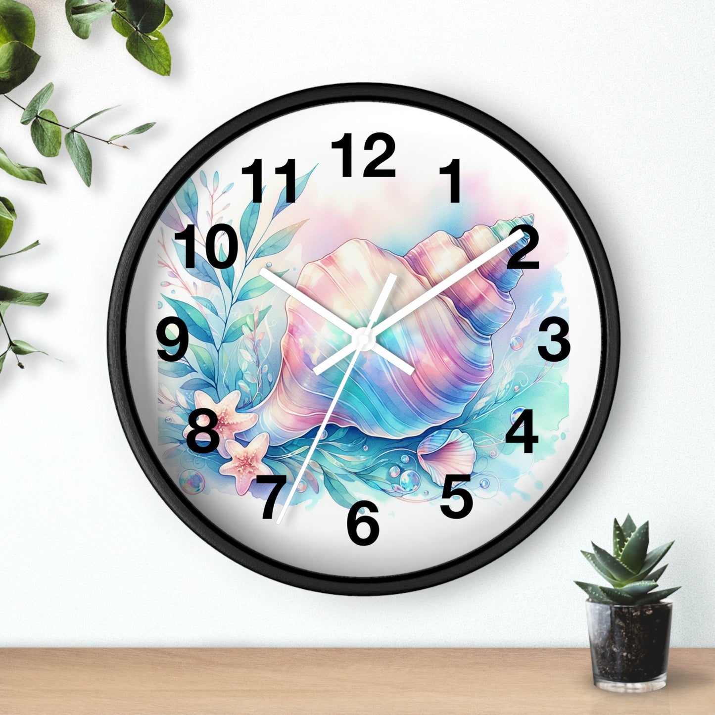 Seashell Pastel Wall Clock — Beachy Coastal Home Decor