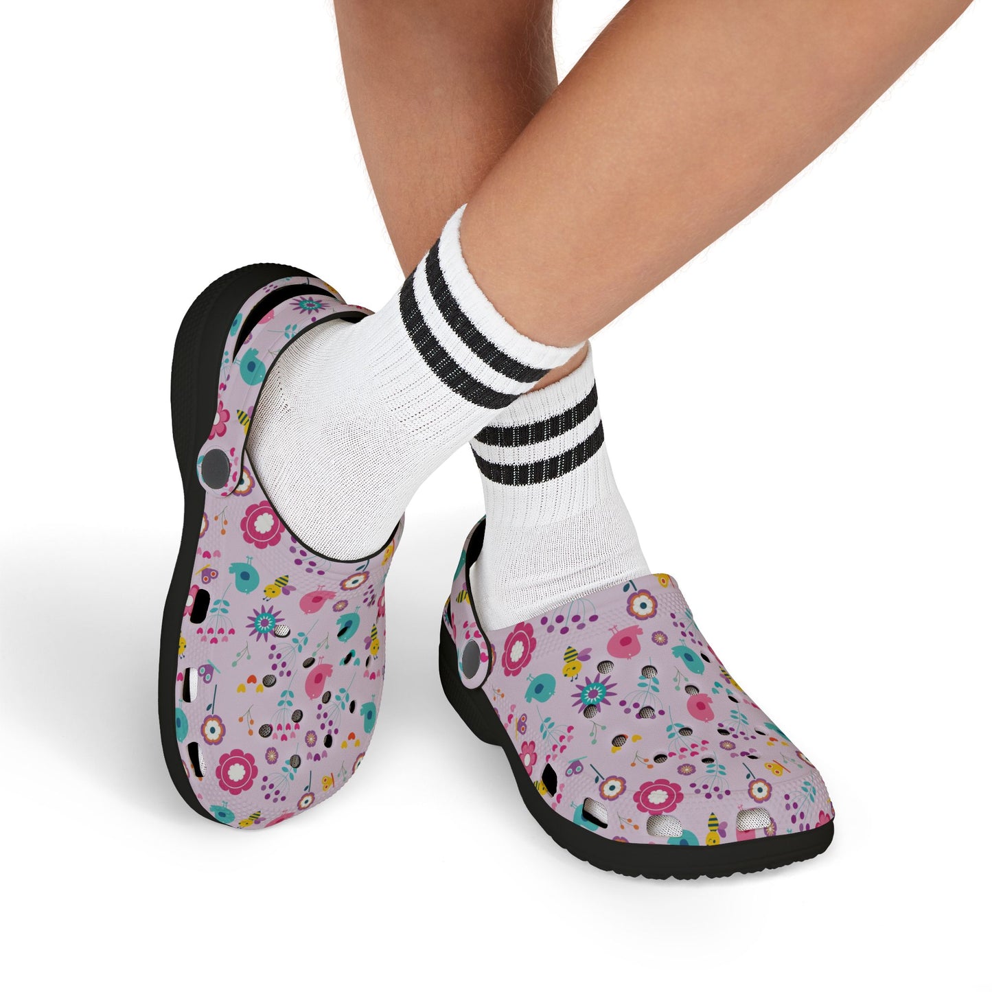 Kids Floral Clogs — Pink EVA Foam Garden Slip-Ons