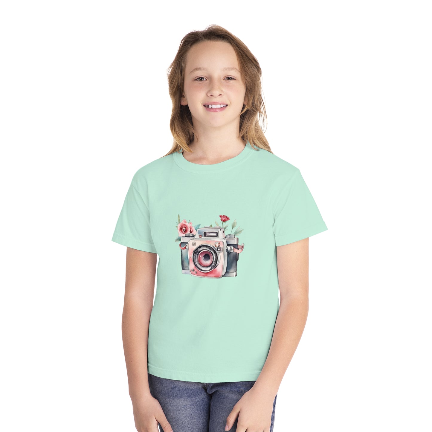 Floral Camera Youth Tee, Cute Teen Shirt