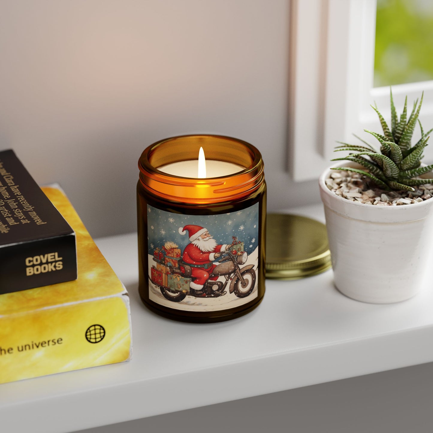 Festive Scented Candles | Santa on Motorcycle | Holiday Decor, Gift, Aromatherapy, Home Fragrance, Christmas Decoration