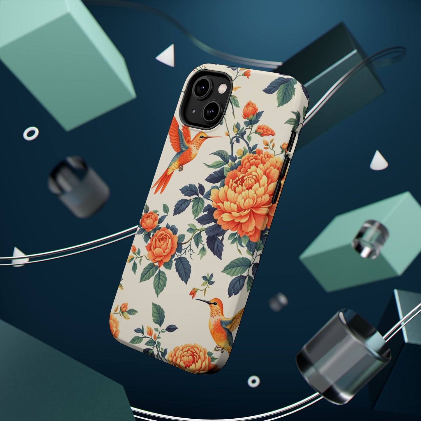 Floral Hummingbird Magnetic Phone Case — Impact-Resistant Protective Cover