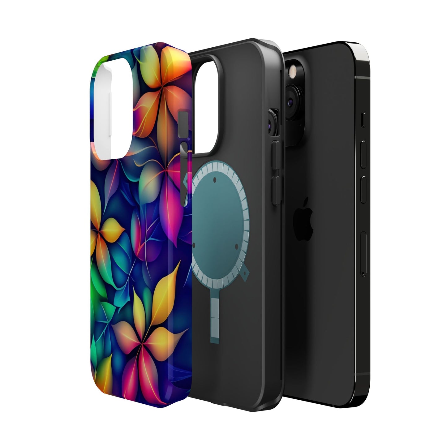 Floral Prism Magnetic Impact-Resistant Phone Case — Colorful Gradient Petal Design