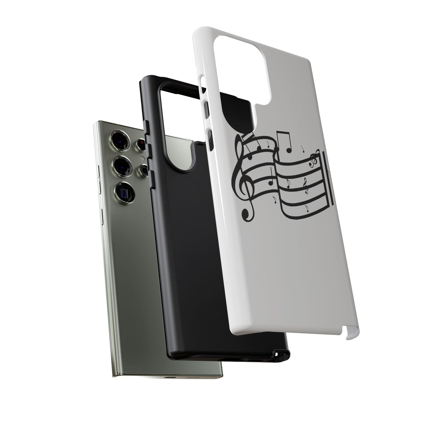 Musical Notes Phone Case — Black Treble Clef Music Staff Tough Case