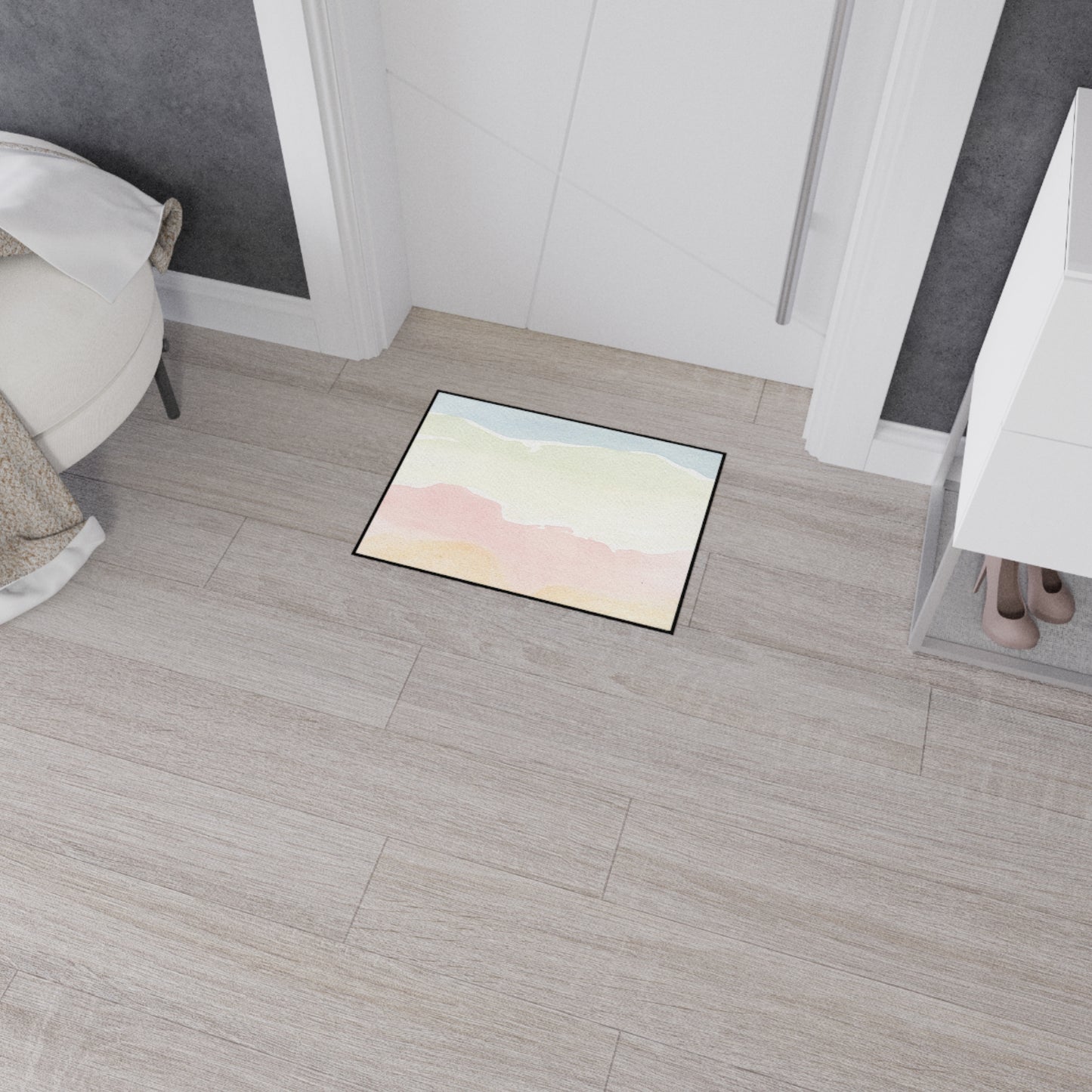 Pastel Watercolor Heavy Duty Floor Mat — Soft Ombre Entry Rug