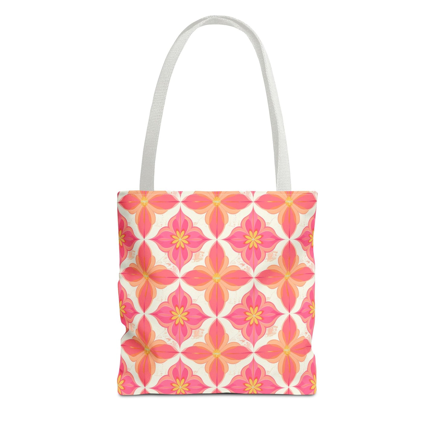Pink Floral Geometric Tote Bag —  Reusable Shopper