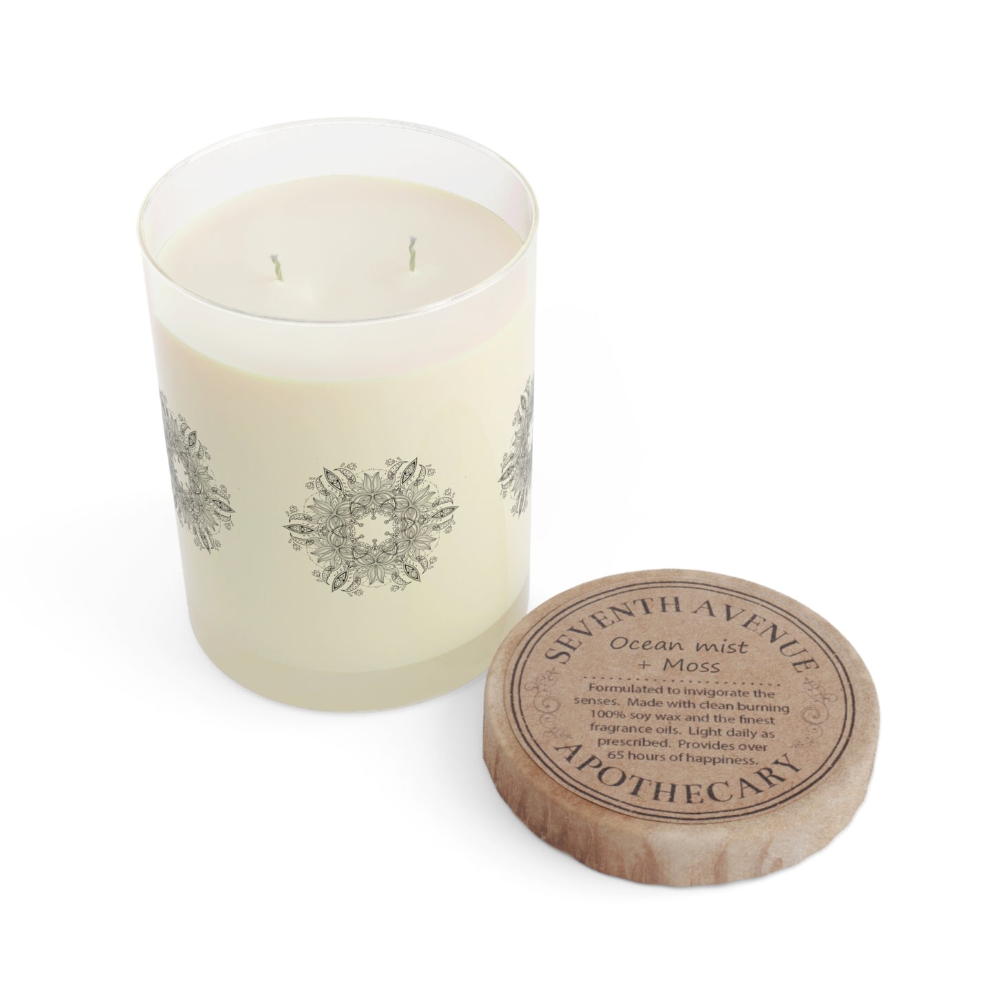 11oz Scented Candle — Decorative Mandala Glass Candle