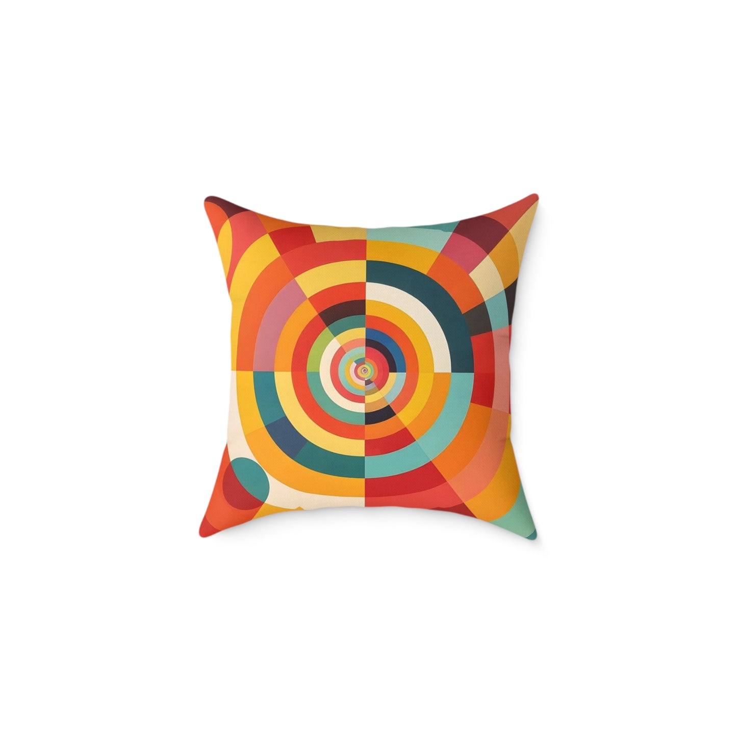 Retro Geometric Throw Pillow — Colorful Target Circle Design