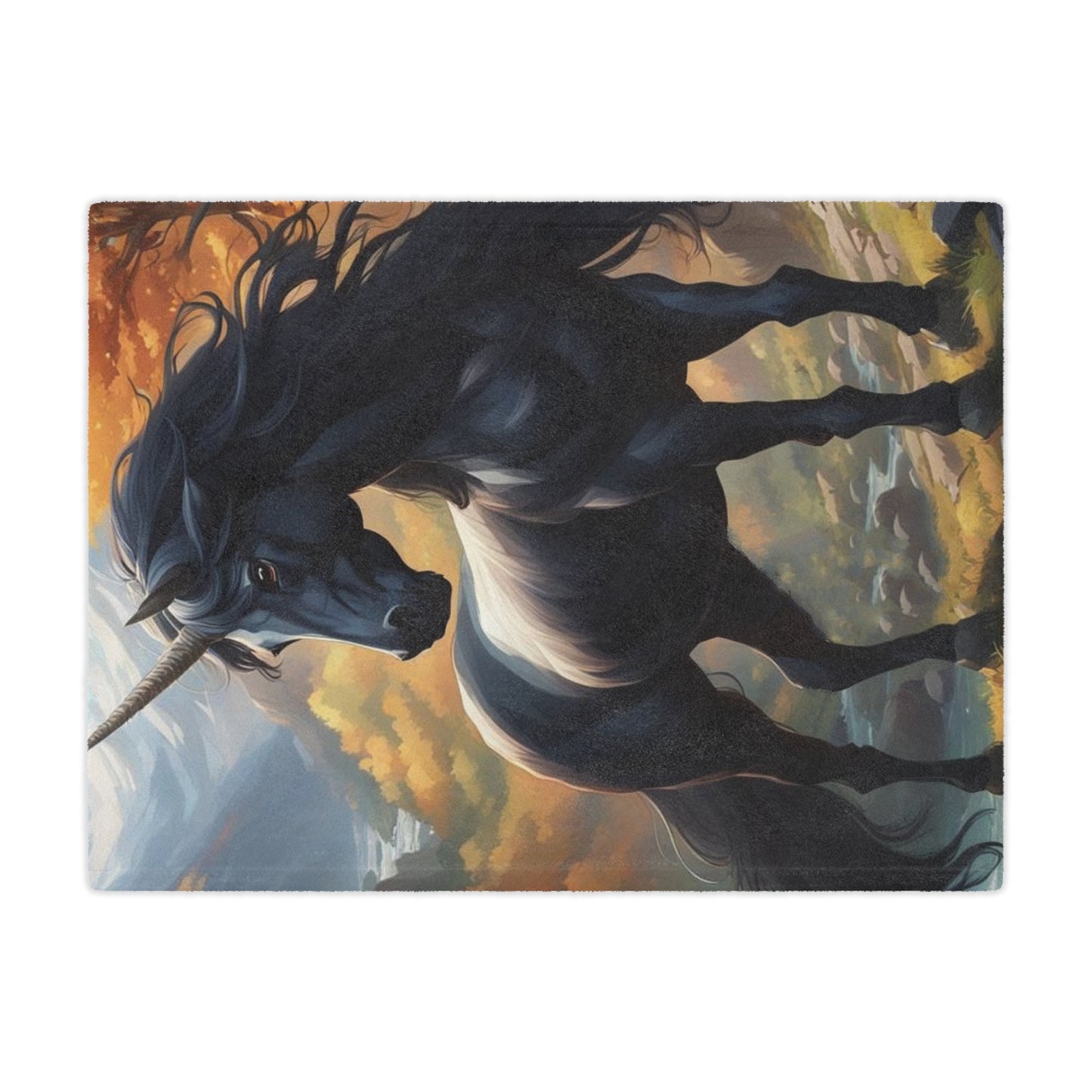 Black Unicorn Minky Blanket — Plush Fantasy Throw for Kids & Adults
