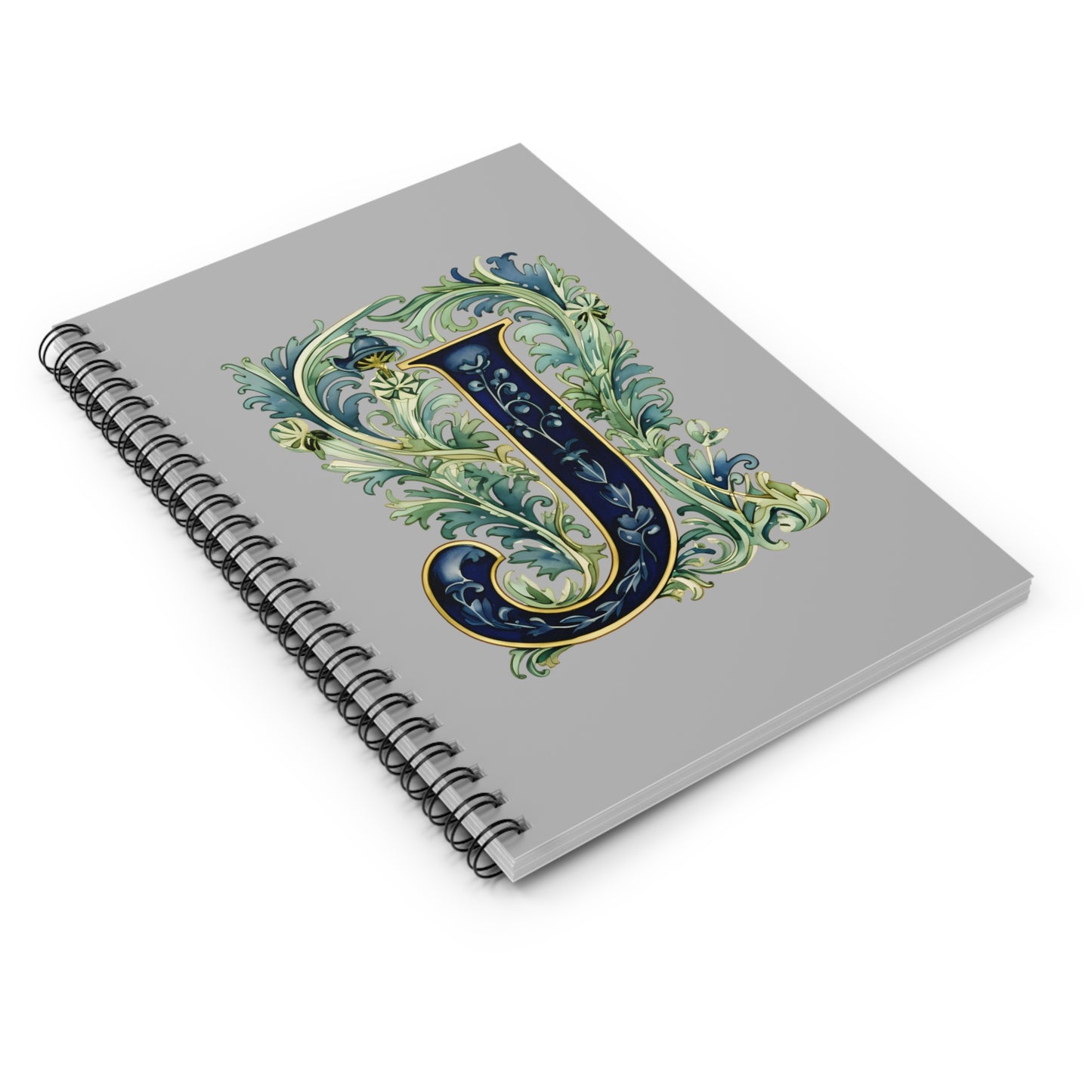 Monogram J Floral Initial Notebook — Decorative Spiral Journal for Writing & Gifts