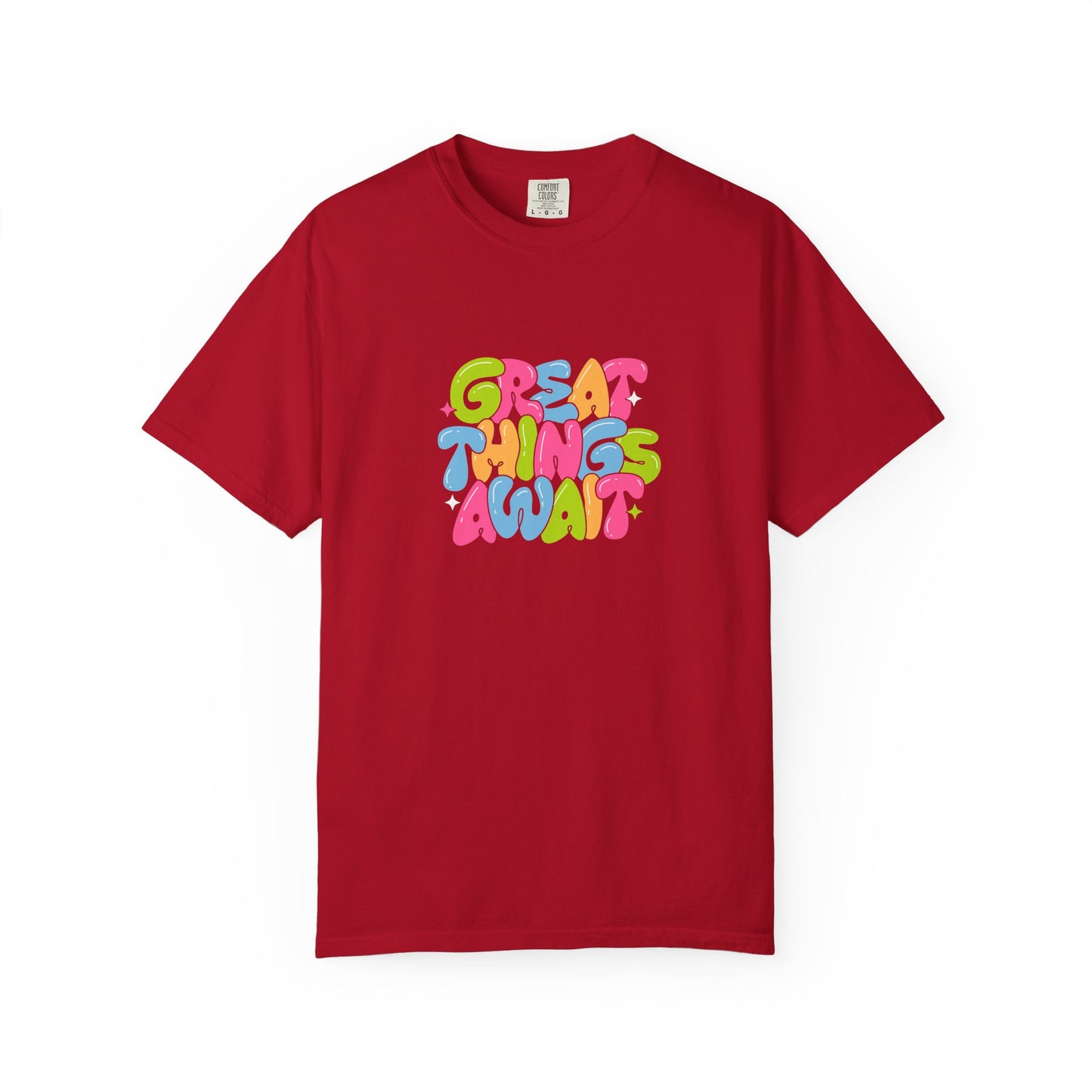 Colorful Positive Vibes T-Shirt, Great Things Await Tee