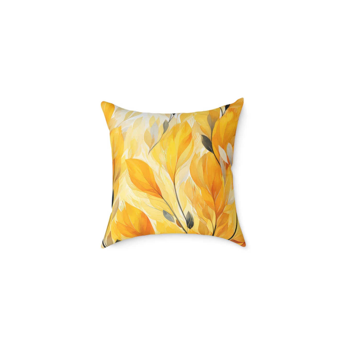 Bright Floral Square Pillow, Home Decor, Gift for Her, Yellow Throw Pillow, Cozy Living Room Accent