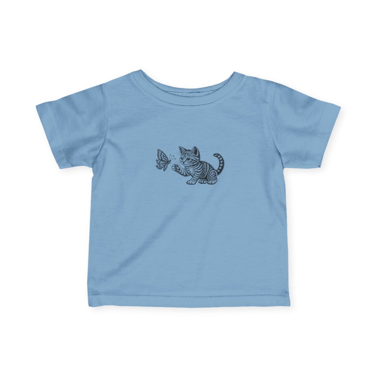 Cute Cat Playing with Butterfly Infant Tee, Baby Shirt, Toddler Apparel, Birthday Gift, Cute Baby Clothes, Cat Lover Outfit