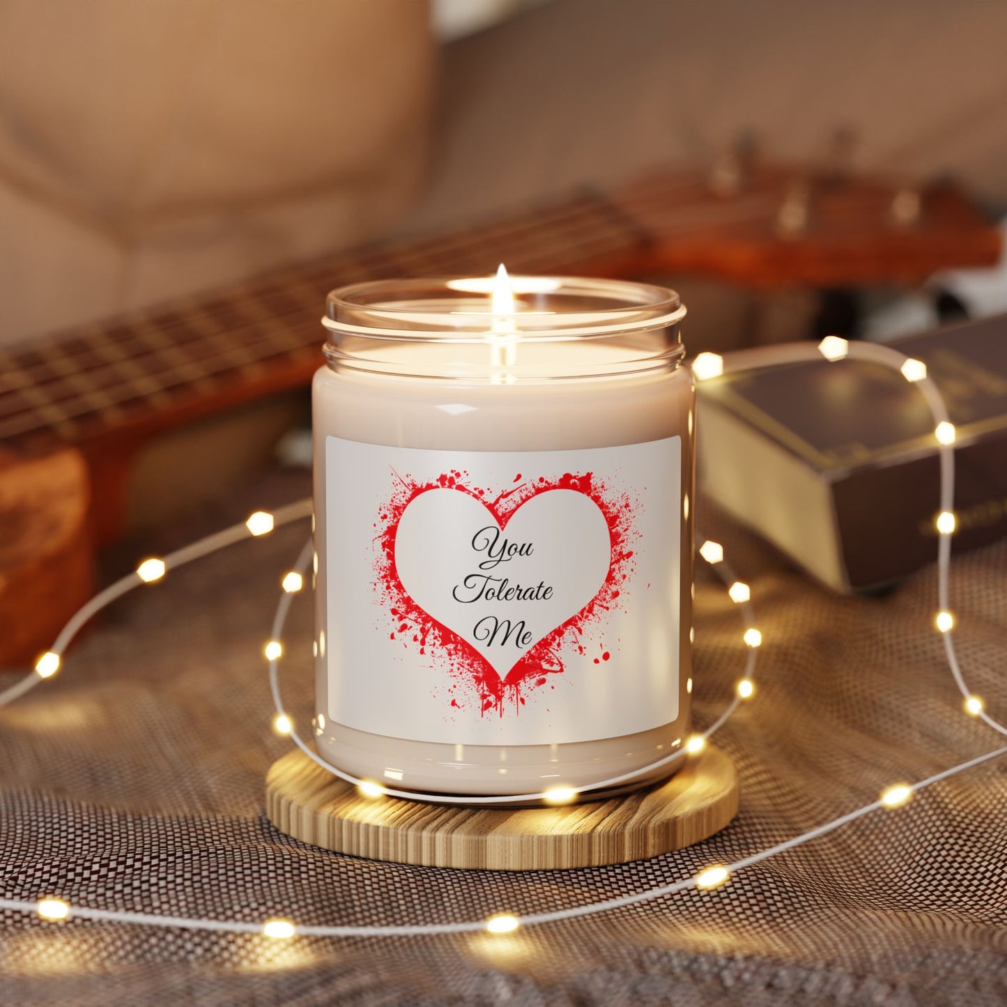 Soy Candle – “You Tolerate Me” Heart Scented Candle, 9oz (Funny Valentine Gift)