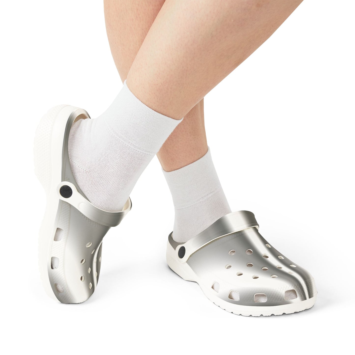Metallic Silver EVA Clogs — Lightweight Foam Garden & Water Shoes