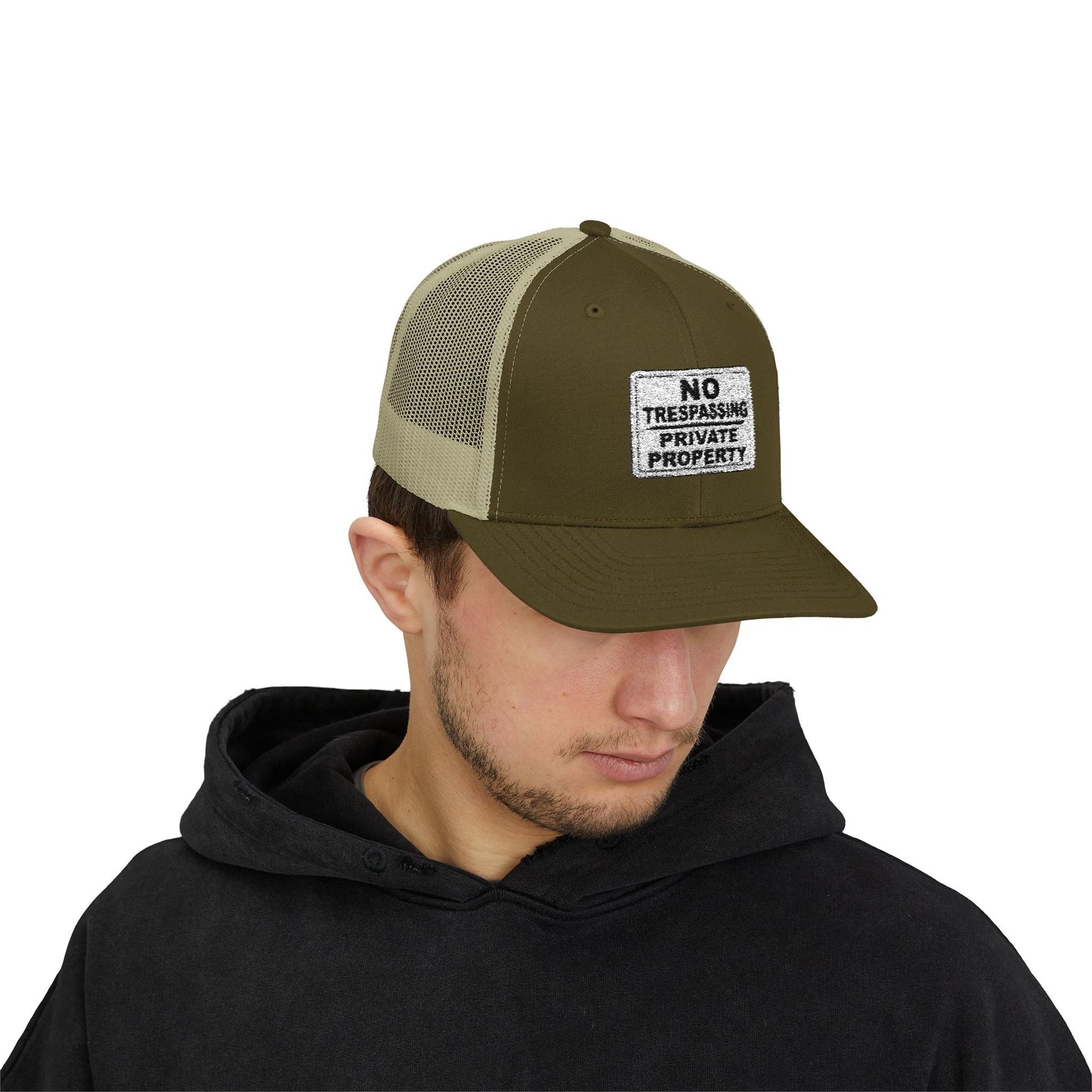 No Trespassing Snapback Trucker Cap, Outdoor Adventure Hat, Unique Gift for him, Summer Casual Style, Trendy Accessory