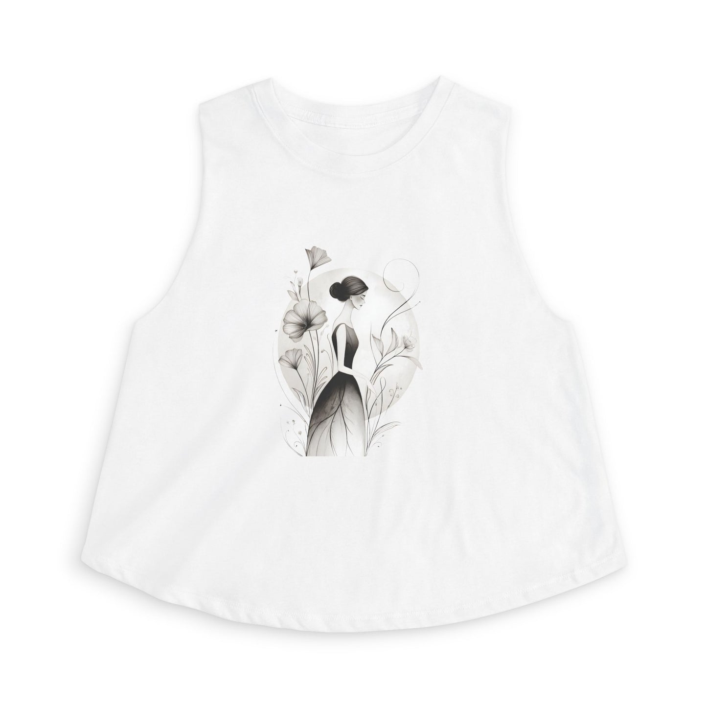Floral Portrait Crop Top — Minimalist Botanical Art Tank