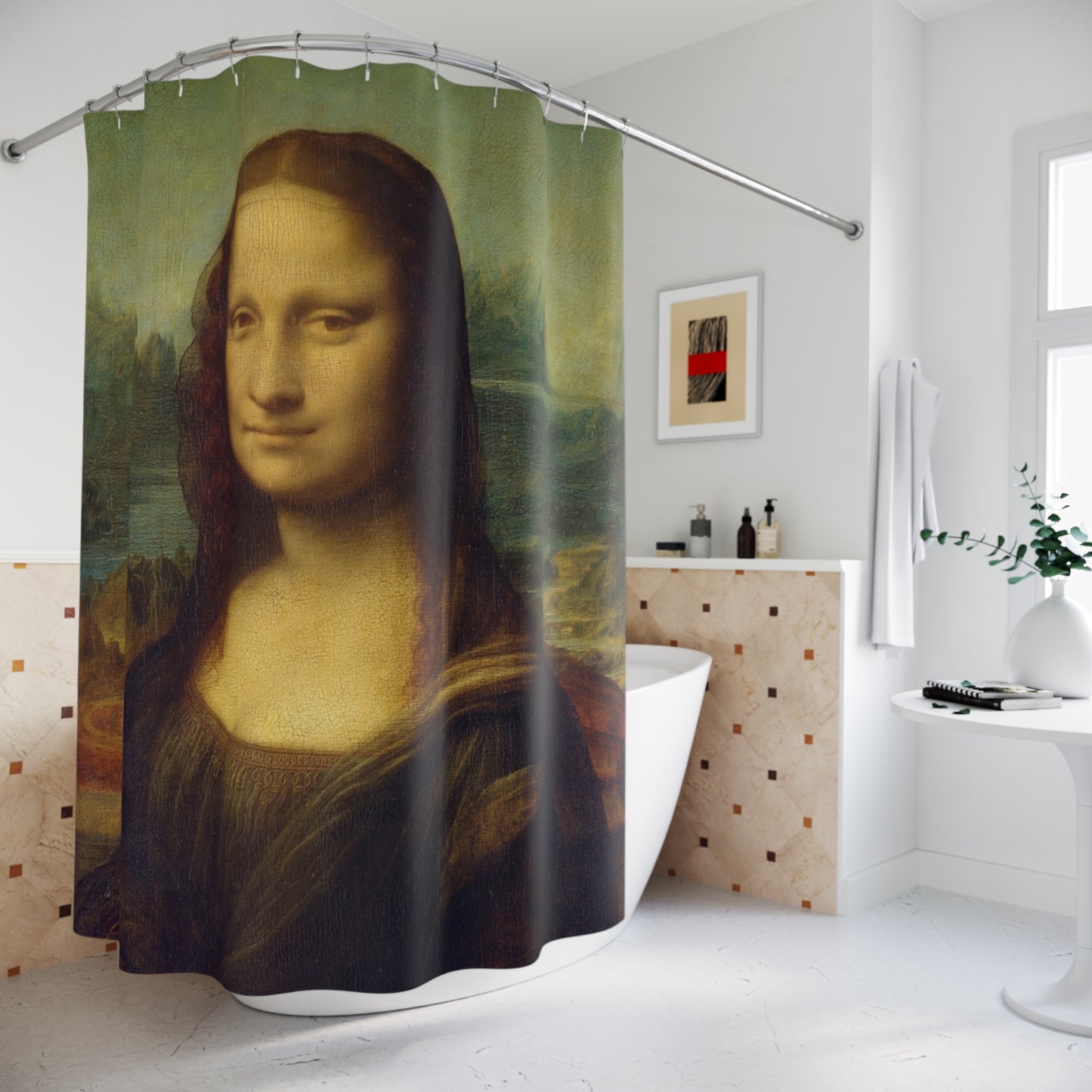 Mona Lisa Shower Curtain — Classic Renaissance Portrait Bath Decor