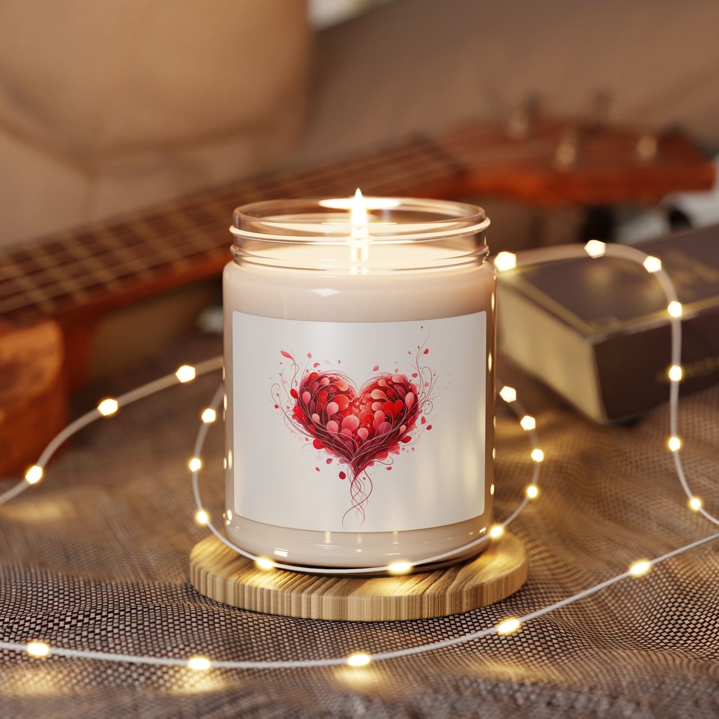 Heart Art Soy Candle 9oz — Romantic Scented Jar Candle (Valentine’s Gift)