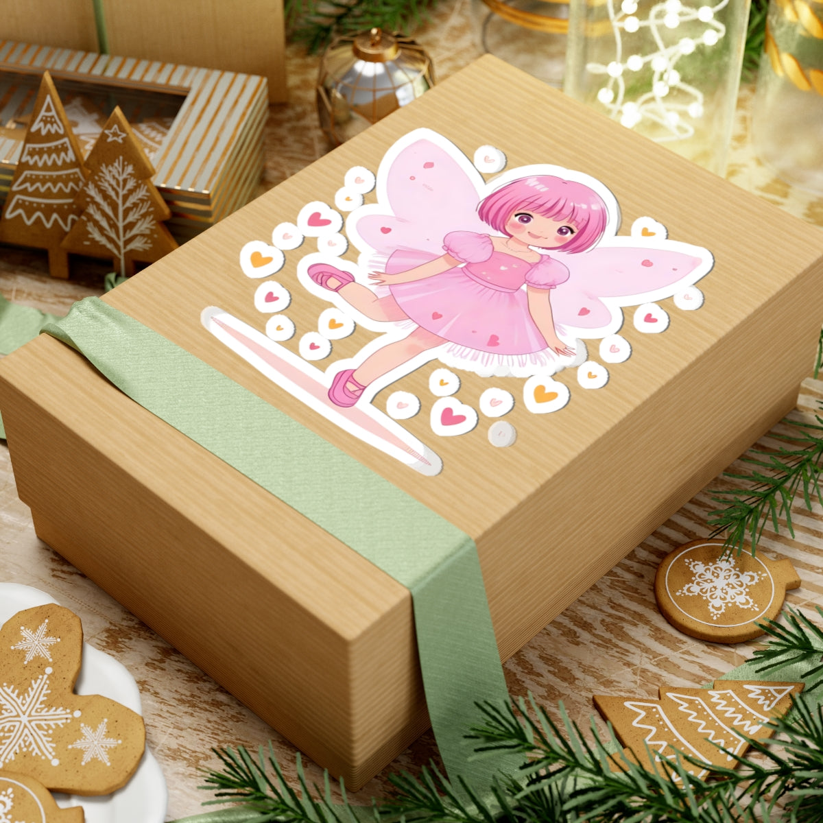 Pink Fairy Girl Kiss-Cut Sticker — Cute Ballet Fairy Laptop Decal