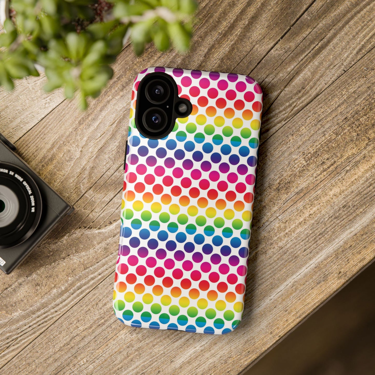 Rainbow Dot Phone Case, Colorful Phone Cover, Fun Phone Accessory, Gift for Friends, Trendy Mobile Case