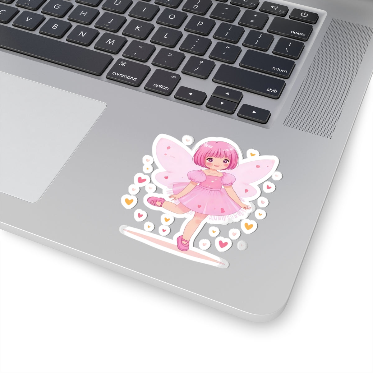 Pink Fairy Girl Kiss-Cut Sticker — Cute Ballet Fairy Laptop Decal