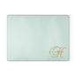 Monogram Glass Cutting Board — Mint with Gold Script "H"