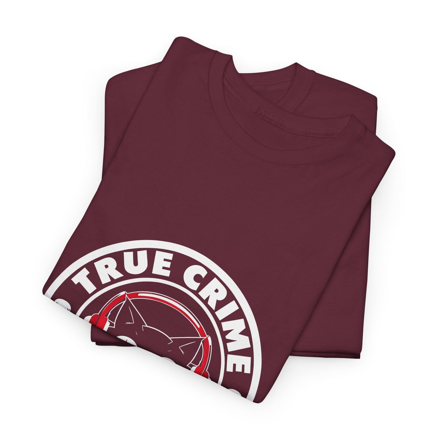 True Crime Podcast Tee — Cat with Headphones Logo