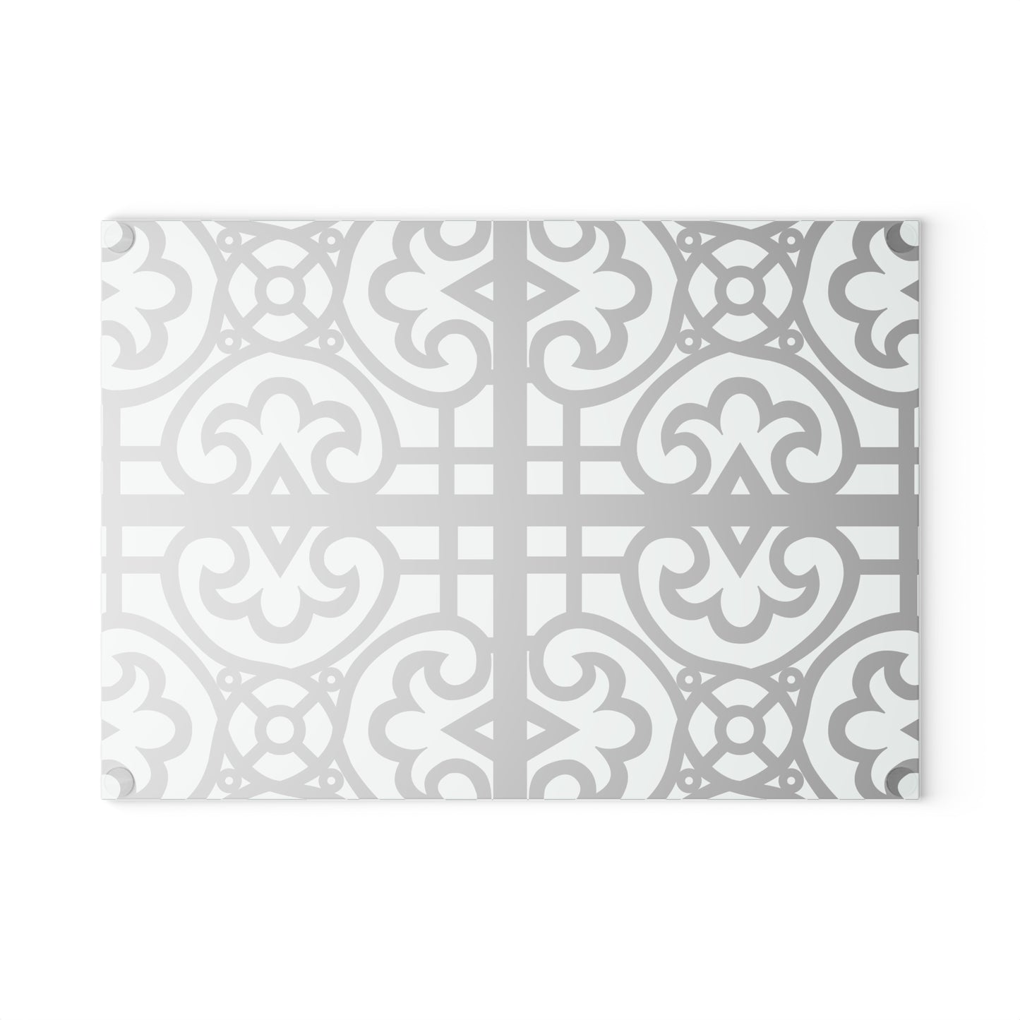 Glass Cutting Board — Decorative Moroccan Tile Pattern in Mint & Black