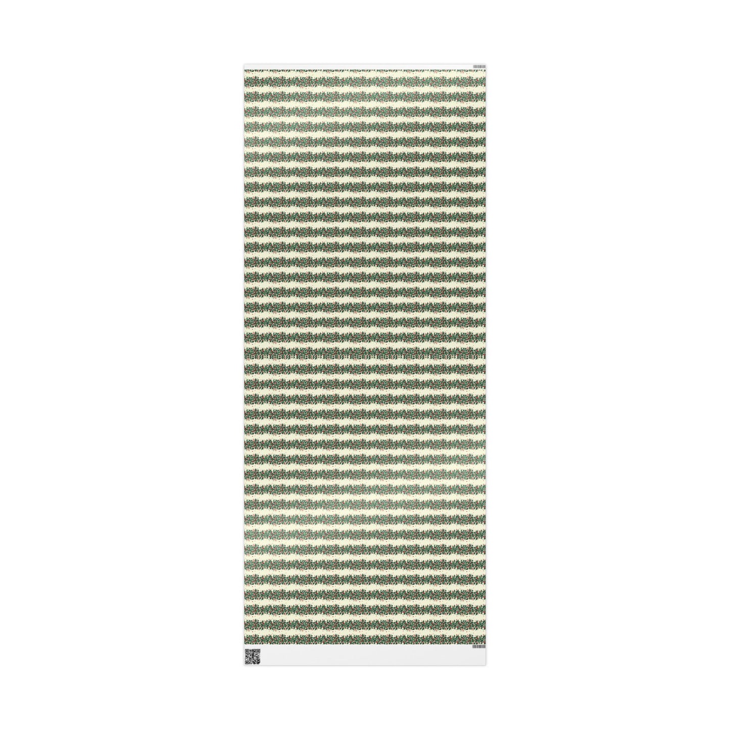 Holiday Pine Sprig Wrapping Paper Roll — Festive Green & Red Gift Wrap
