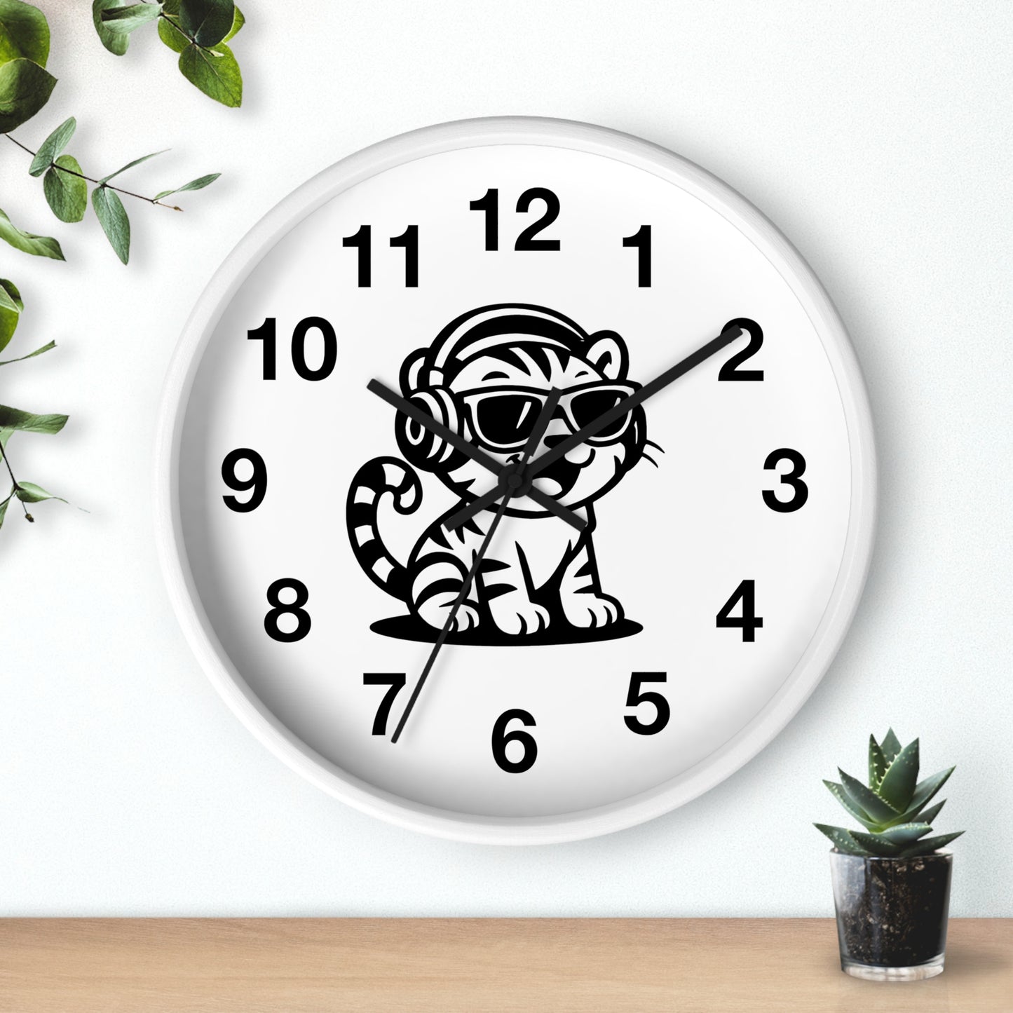 Cool Cat Design Wall Clock - Fun Decor for Animal Lovers, Tiger Clock, Unique Home Gift, Trendy Animal Wall Art, Kids Room Decor