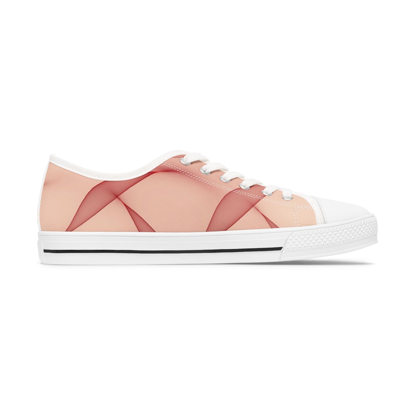 Pink Abstract Wave Low Top Sneakers — Women's Casual Canvas Shoes