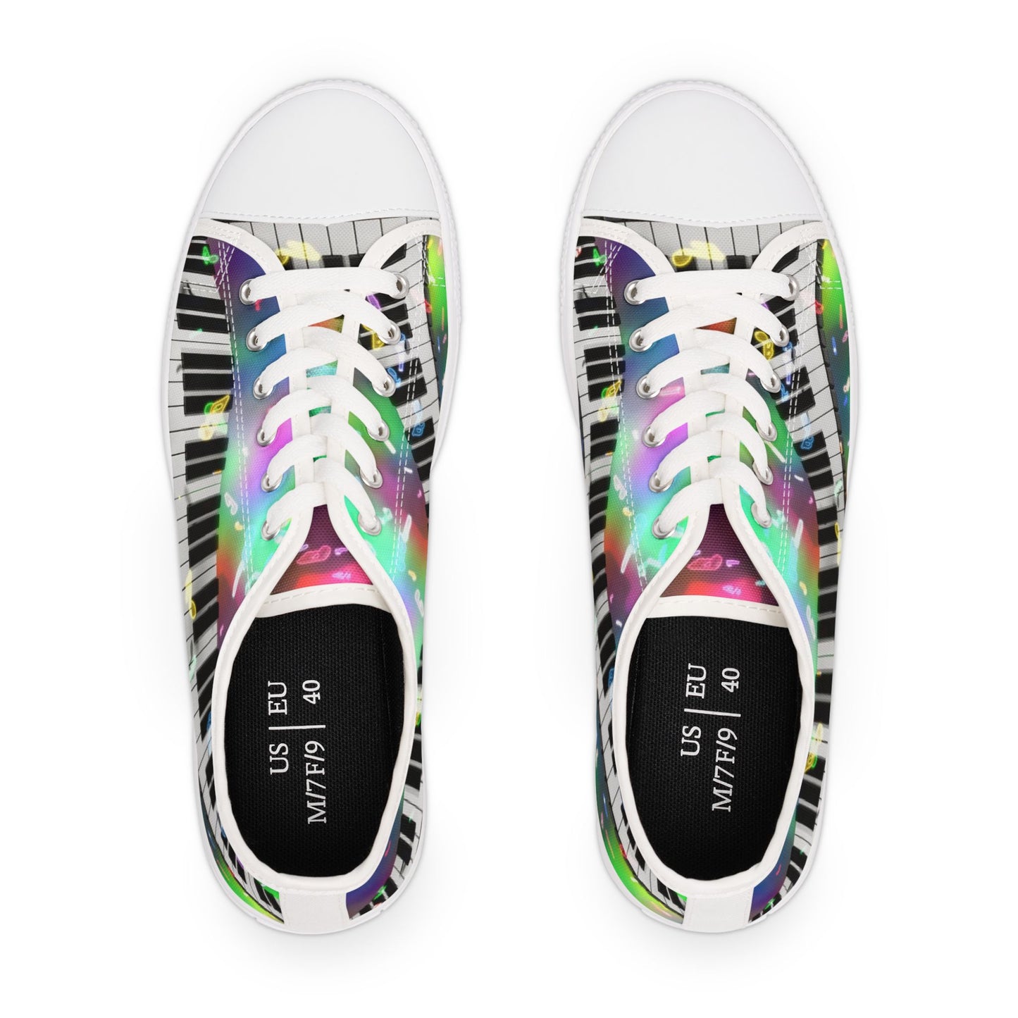 Piano Keys Low Top Sneakers — Colorful Musical Canvas Shoes