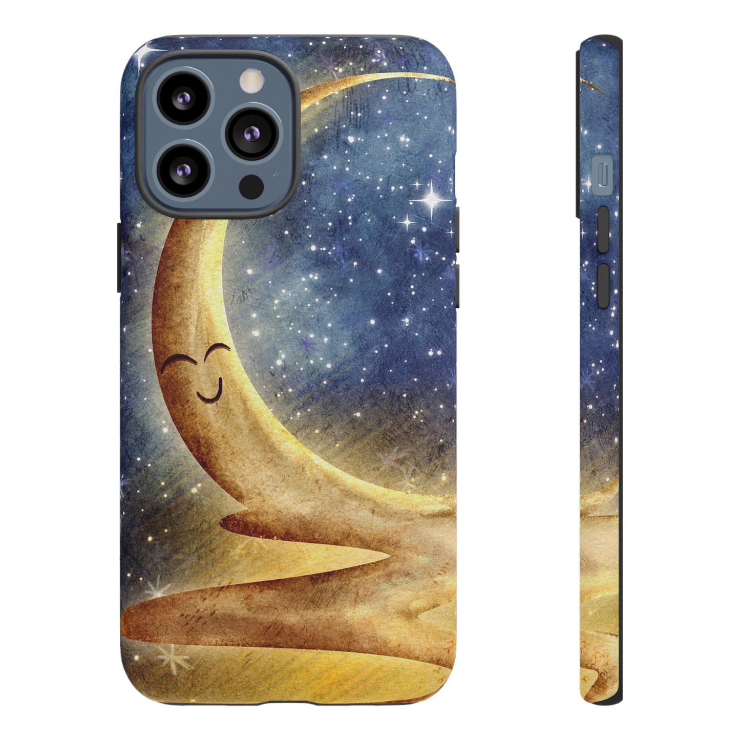Moonlit Smile Phone Case — Starry Night Crescent Moon iPhone Cover