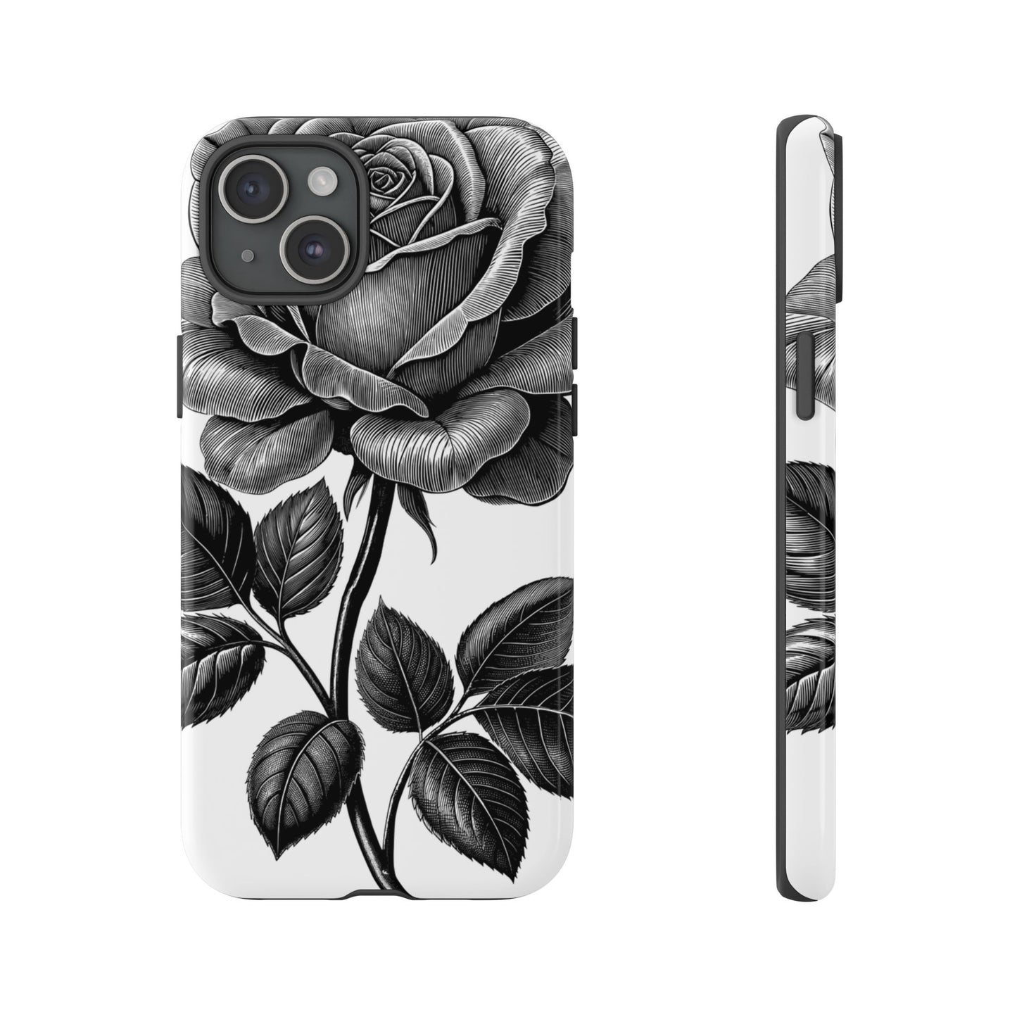 Elegant Floral Phone Case - Tough Cases, Black Rose Design, Floral Phone Cover, Stylish Phone Accessory, Gift for Her, Mother's Day