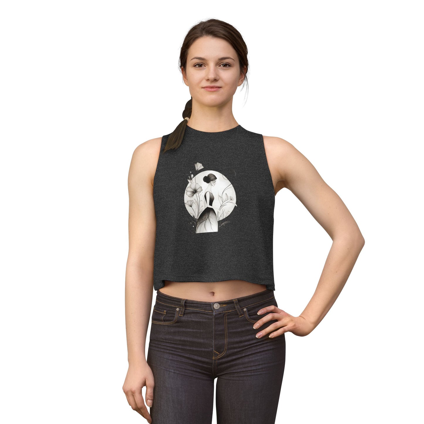 Floral Portrait Crop Top — Minimalist Botanical Art Tank